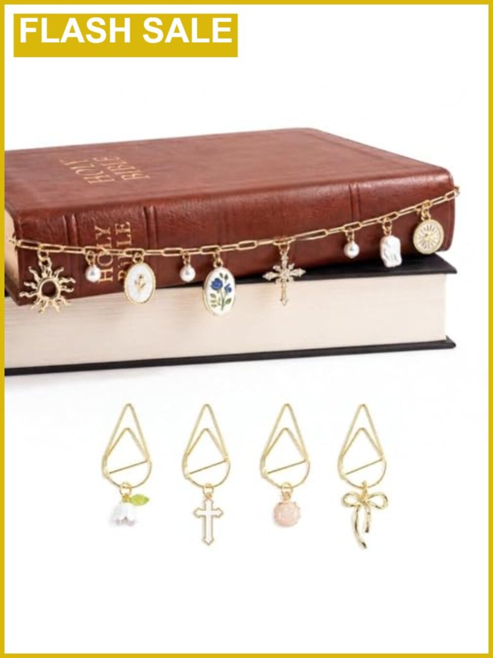Bible Charms Chain Set 4PCS Planner Bookmarks Stainless Steel Journal
